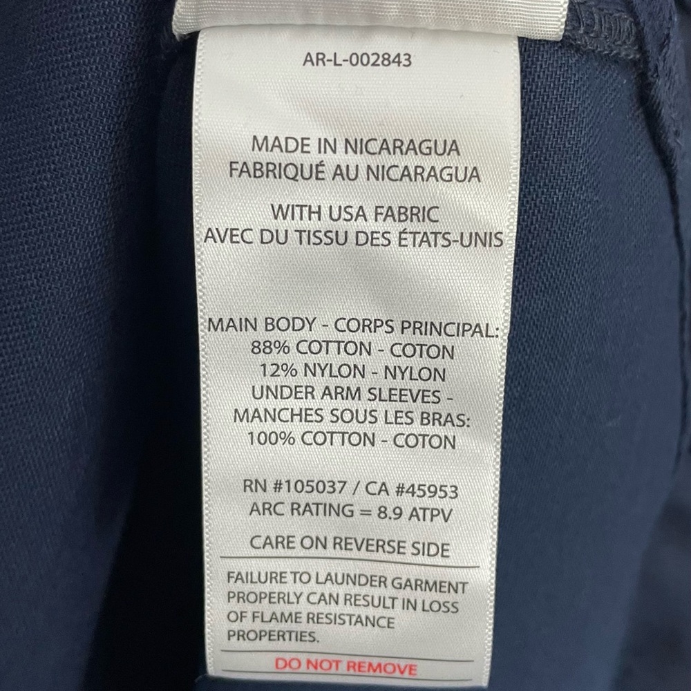 Ariat FR‎ Solid Vent Work Shirt Long Sleeve Navy Blue Cat 2 NWT - Picture 12 of 14